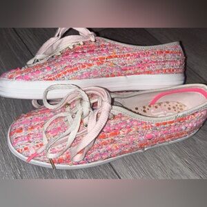 Keds Girls Women’s Size 5 Oh Joy Pink Woven Sneakers Shoes Lace Up EUC